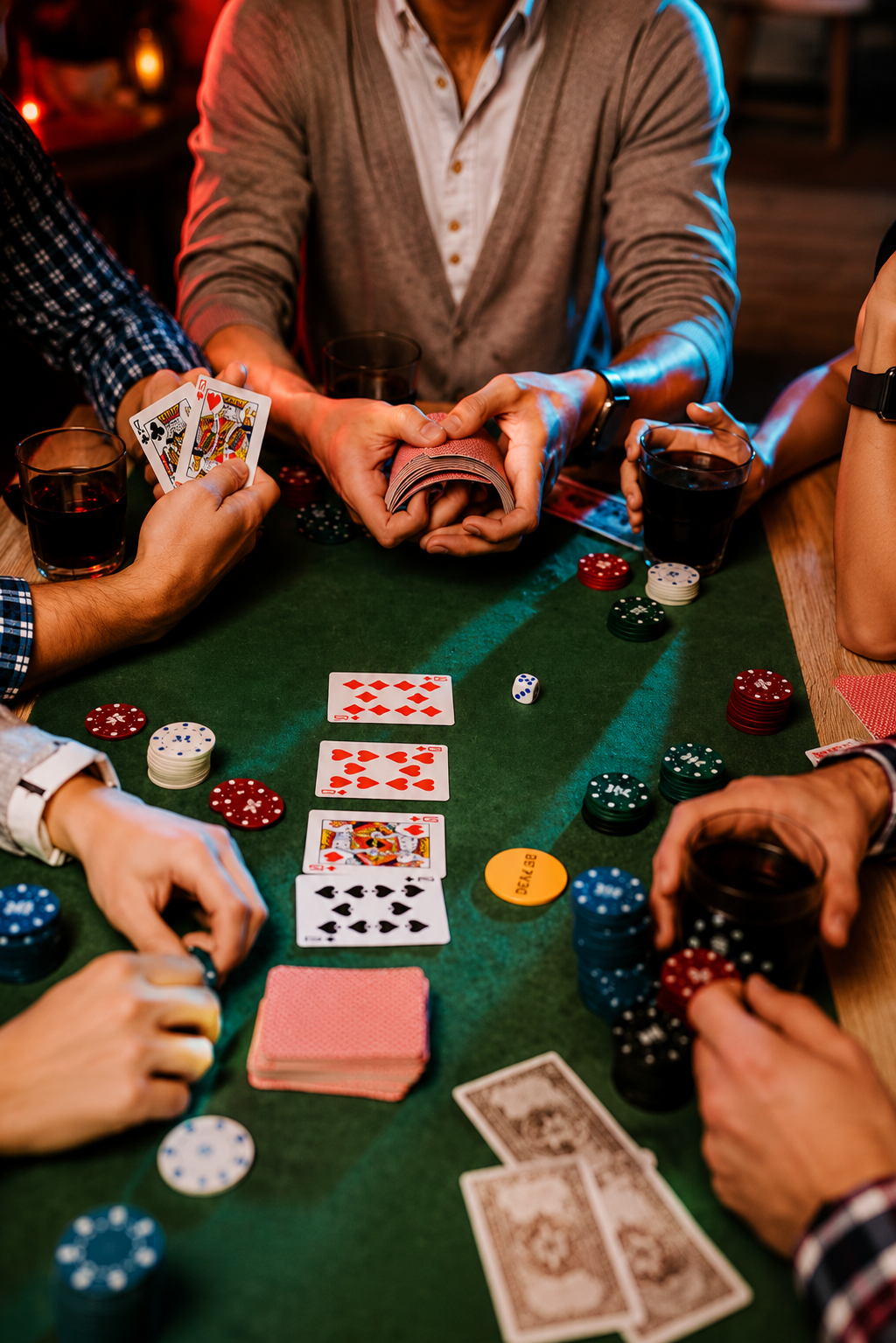 Table de poker Texas Hold'em à domicile entre amis